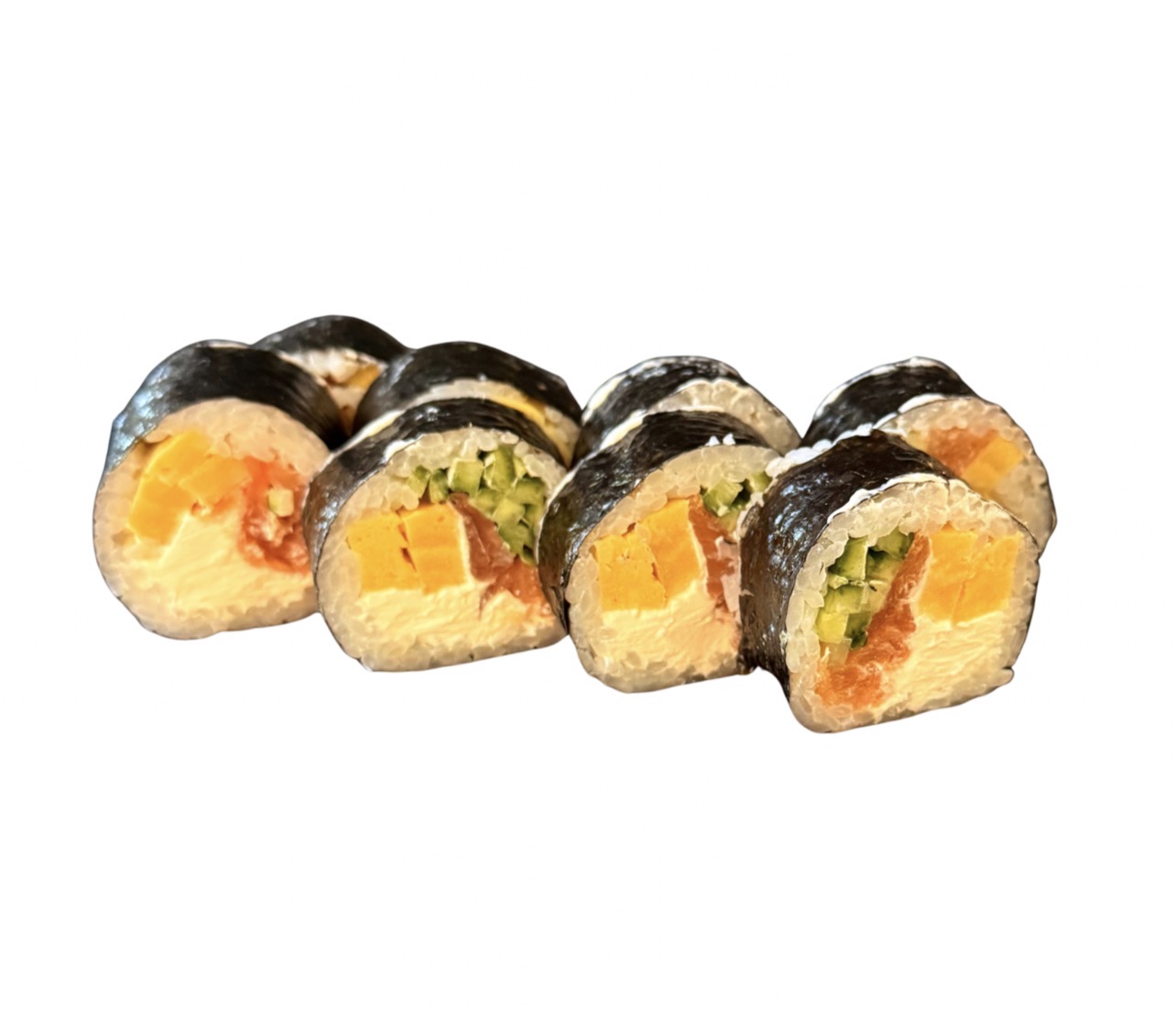 Futomak z wędzonym łososiem i tamago